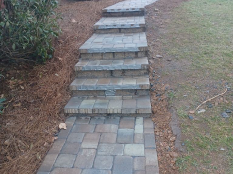 custom paver walkway and staircase charlotte nc