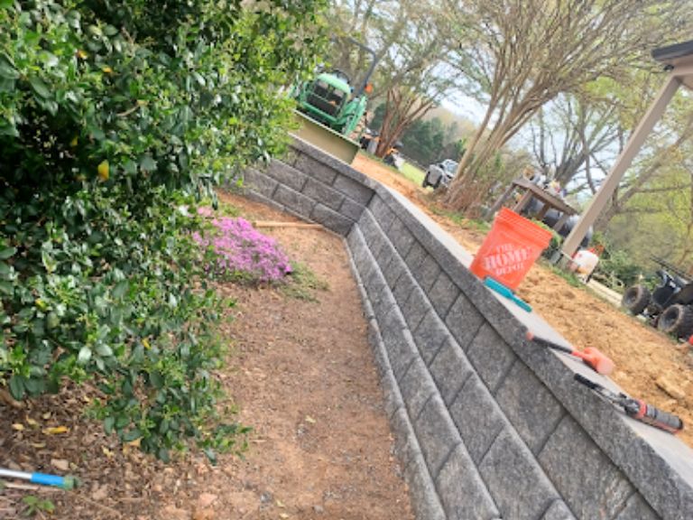 side retaining wall in cornelius nc for erosion control and landscaping support